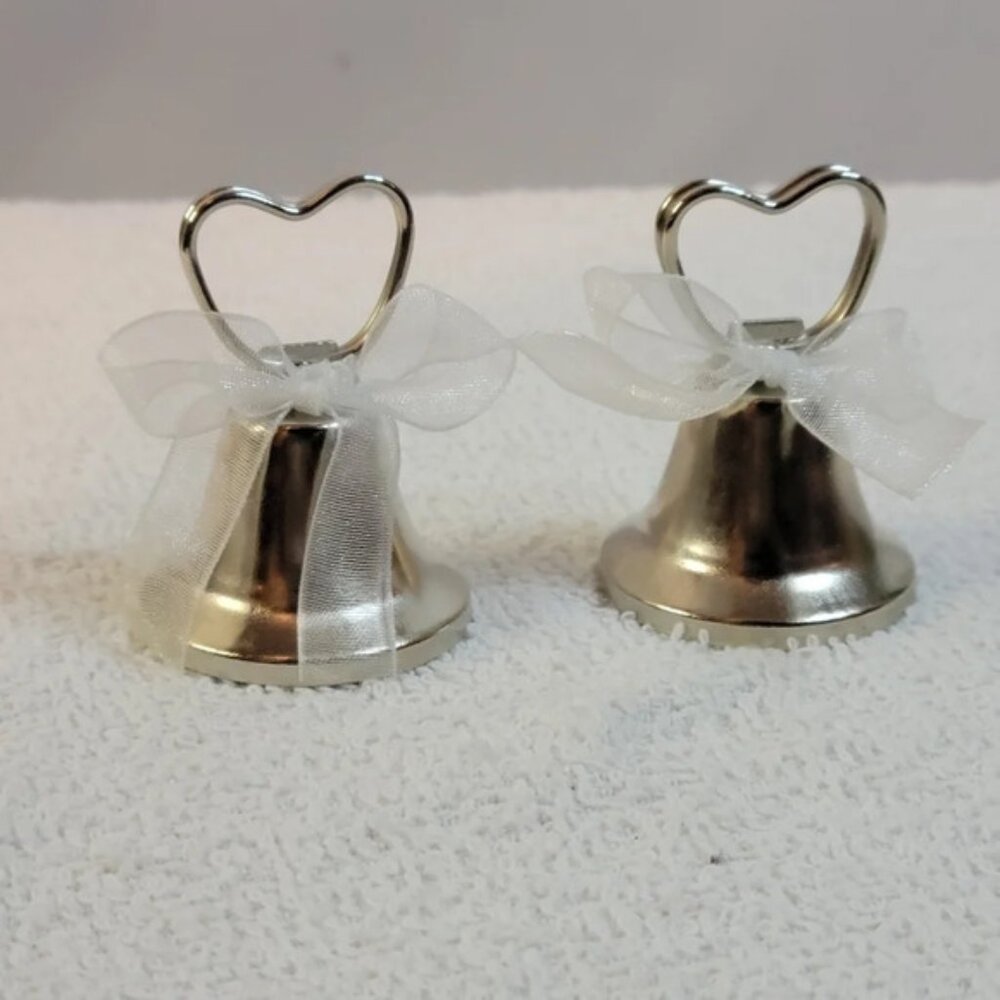 Wedding Bell Name Card Holder or Photo Holder with Working Clapper